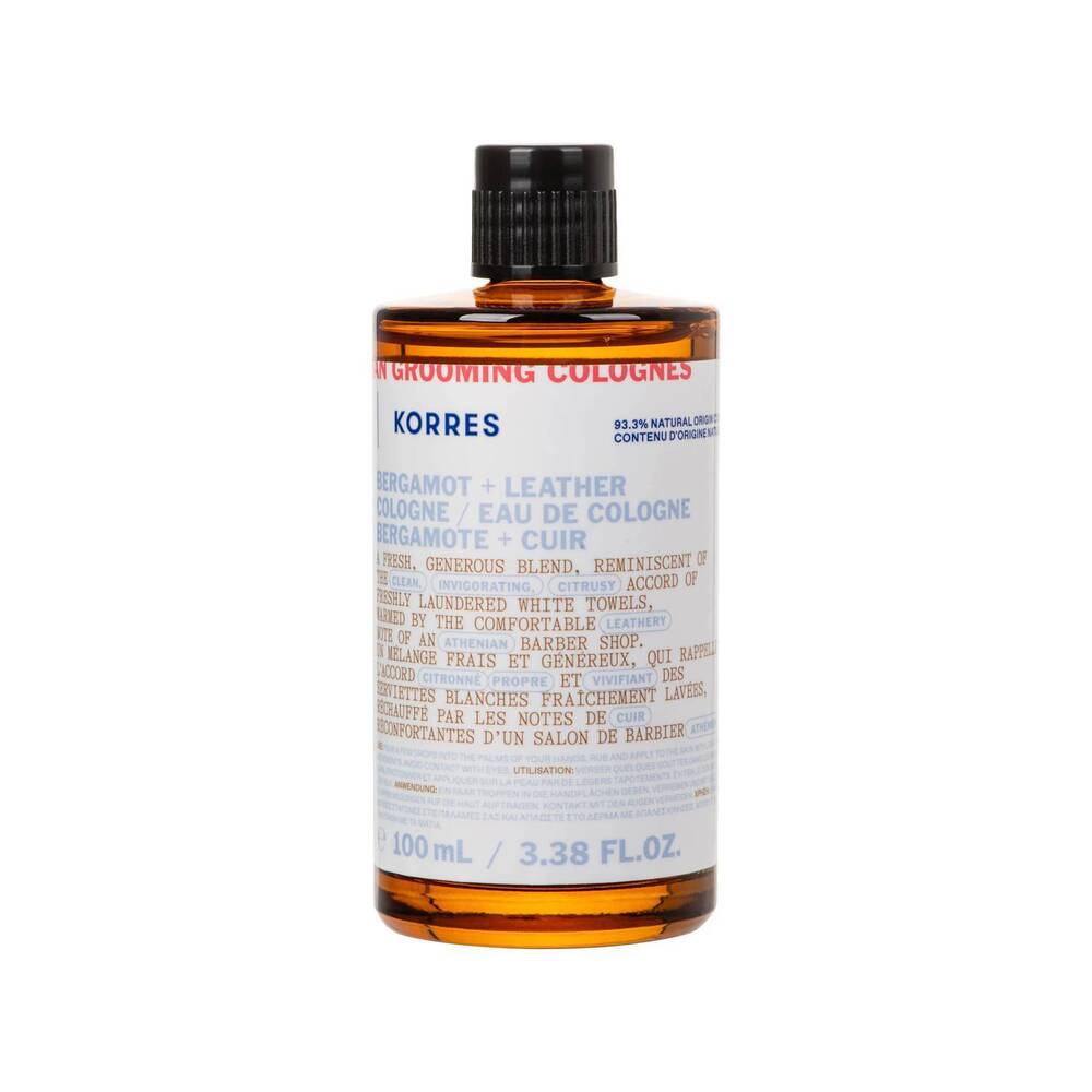 NEW KORRES men's athenian grooming bergamot and leather eau de cologne in white